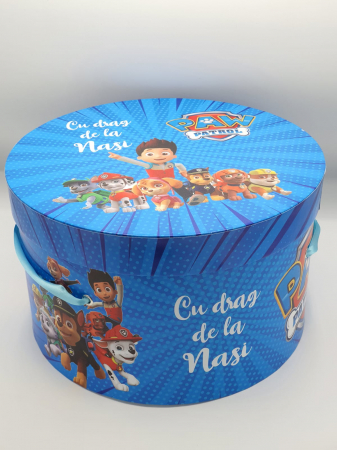 CUTII HARTIE - Cutie pentru trusou botez Imprimată color  -  Patrula cățeluș