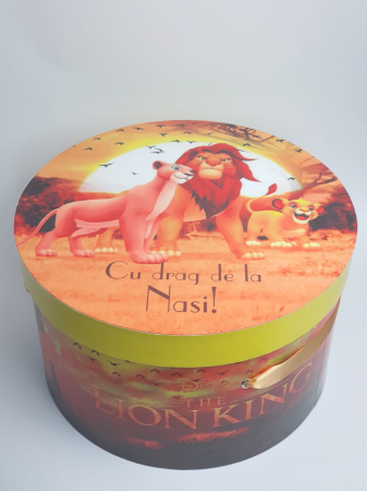 CUTII HARTIE - Cutie pentru trusou botez Imprimată color  -  Lion King