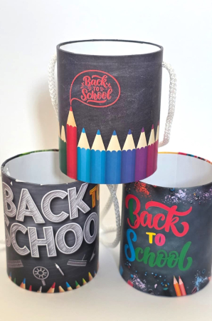 CUTII BACK TO SCHOOL - Cutie rotundă 100X120 h mm -cu mâner