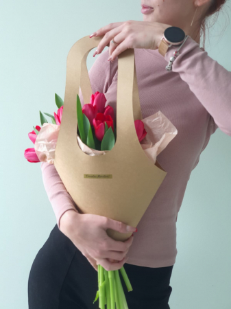 CUTII CU AUTOFORMARE - Flower bag 34x20 - set 20buc cu  sticker,, O primăvară frumoasă !”