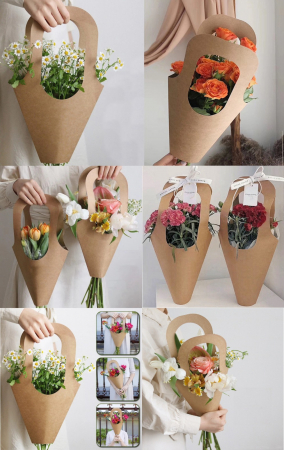 COLECTIA MARTIE - Flower bag - set 30 buc cu  stiker,, O primăvară frumoasă !”  (3 dimensiuni)