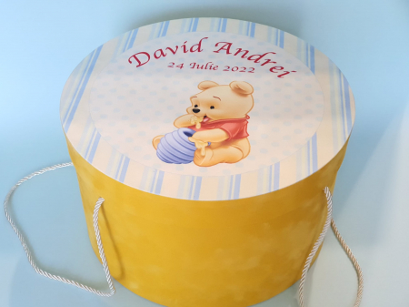 CUTII CATIFEA - Cutie, catifea, pentru trusou botez, imprimată color - WINNIE