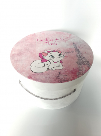 CUTII CATIFEA - Cutie, catifea, pentru trusou botez, imprimată color - Pisicile aristocrate