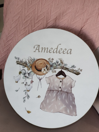 CUTII CATIFEA - Cutie, catifea, pentru trusou botez, imprimată color - COSTUMAS FETITA