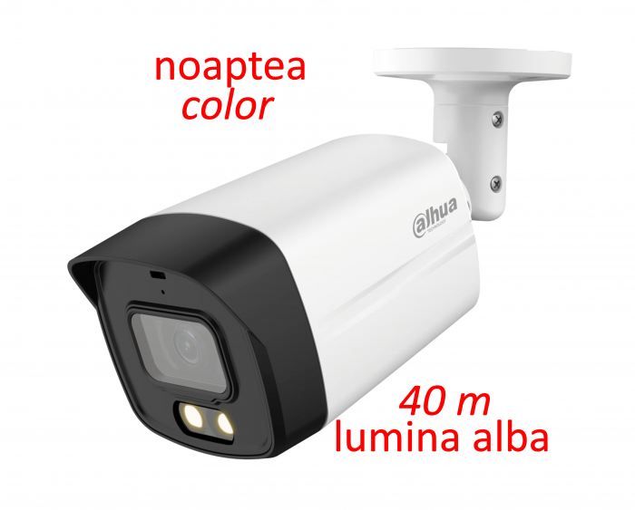 Camera full-color DAHUA de exterior cu microfon 5 Megapixeli  HAC-HFW1509TLMP-A-LED, lumina alba max. 40 m, WDR, IP67-big