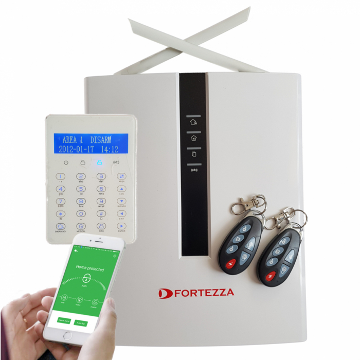 Sistem alarma hybrid (wireless+cablat) Fortezza Pro GSM/IP COM81664F Plus 4G, 8 partitii, LAN, PSTN, min. 16 zone cablate, 64 zone wireless protocol F-Net-big
