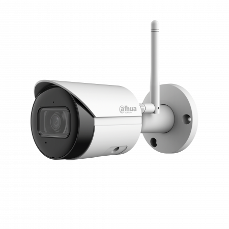 Camera IP de exterior Wi-Fi 4 Megapixeli Dahua IPC-HFW1430DS-SAW, H.265, cu microfon, slot card  micro SD, IR 30m, lentila 2.8mm, bullet, detectie de oameni