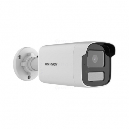 Camera supraveghere IP exterior Hikvision 8 megapixeli DS-2CD1T83G2-LIUF(4MM), Smart Hybrid cu LED alb si IR 50 m, lentila 4 mm, slot card, microfon, PoE1