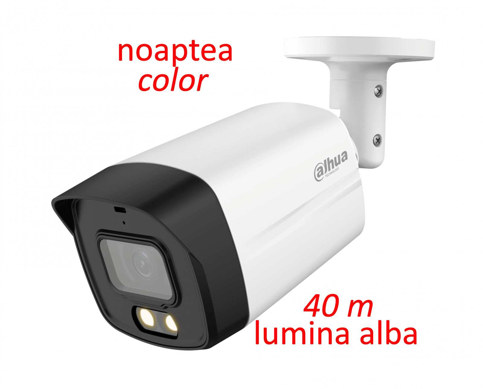 unique cache Metaphor Camera full-color DAHUA de exterior cu microfon 5 Megapixeli  HAC-HFW1509TM-A-LED-S2, lumina alba max. 40 metri, WDR, IP67
