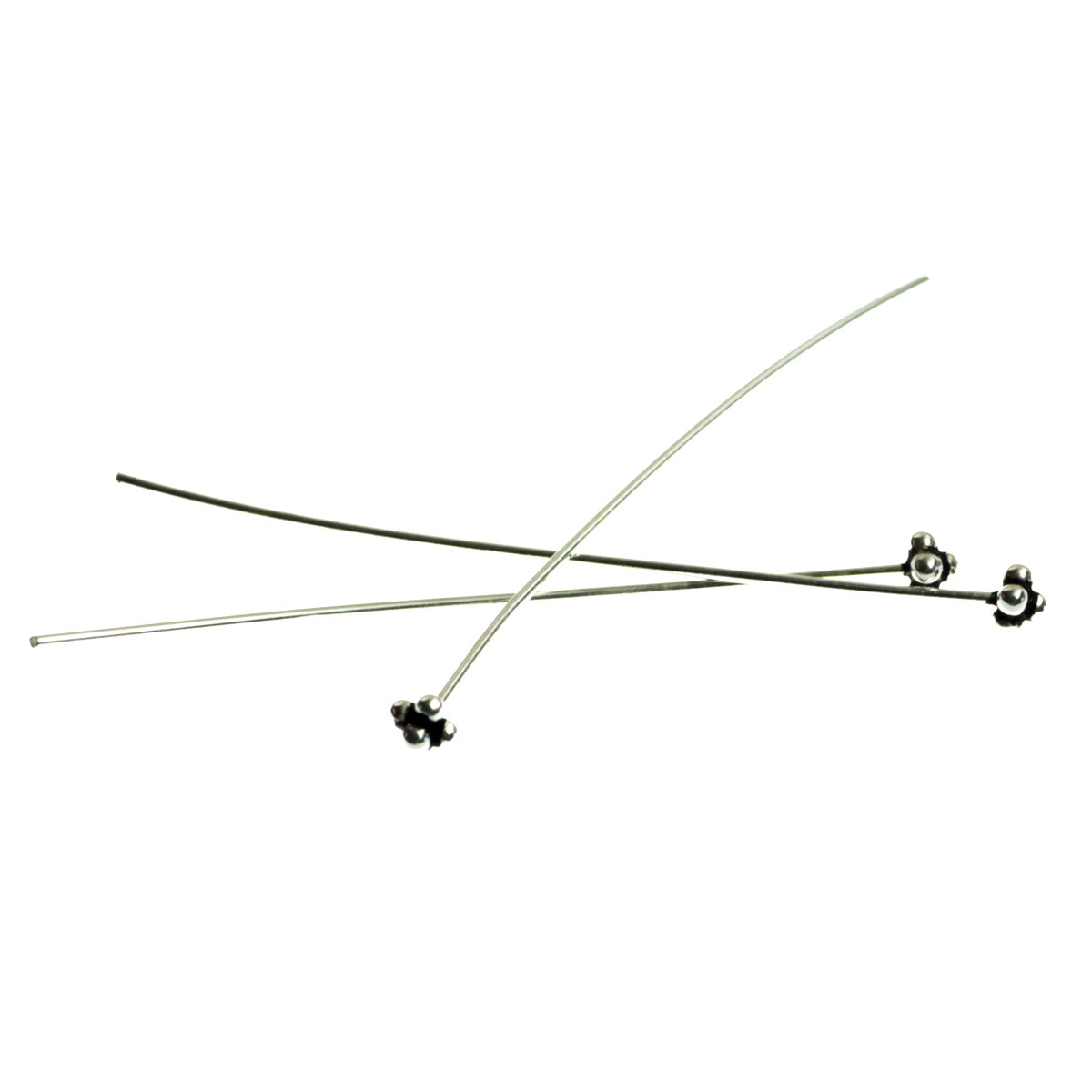 Ac cu cap floare, argint 925 antichizat, lungime 60 mm, grosime 0.5 mm, diametrul 4 mm [2]
