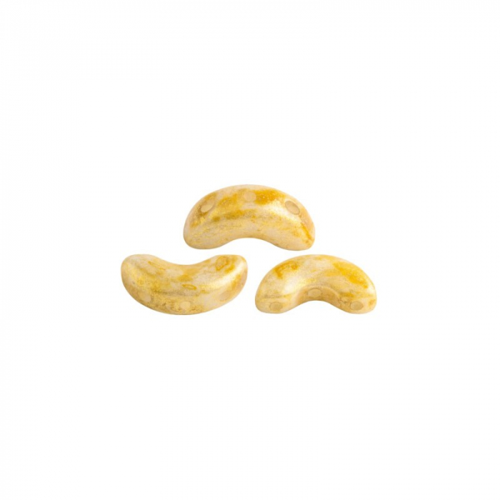 Margele Arcos Par Puca 5 X 10 mm Opaque Beige Gold Spotted [2]