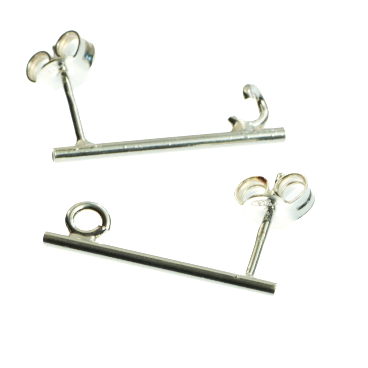 Baza cercei cu tija si anou, argint 925, lungime 22 mm, grosime 1.5 mm [2]