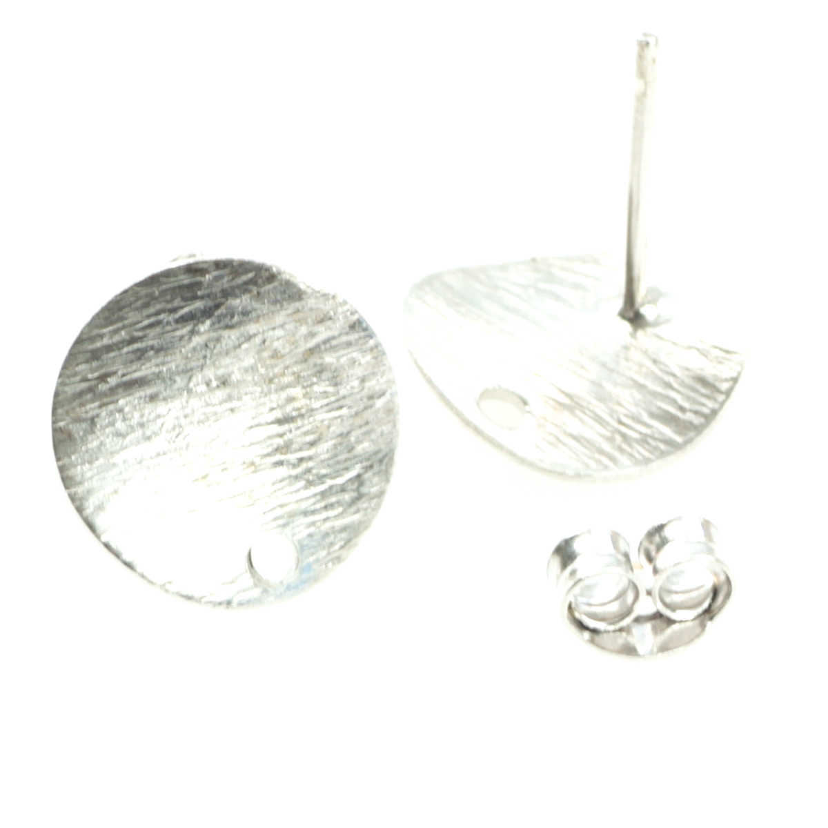 Baza cercei disc texturat, argint 925 rodiat, diametrul 12 mm [2]