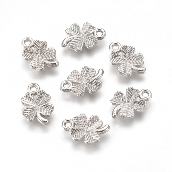 Charm frunza trifoi plastic argintiu [2]