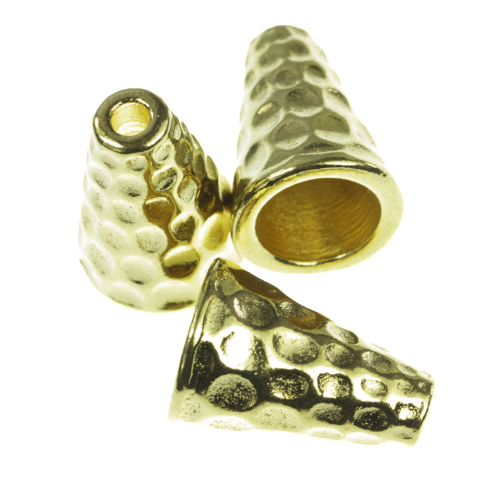 Con texturat, aliaj placat cu aur, H 12 mm, gros. 9 mm, orif. 1.2 mm [2]