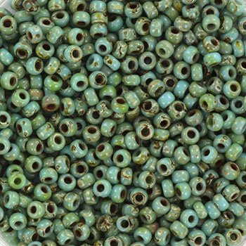 Miyuki seed beads 11/0 - opaque picasso turquoise blueKR-MISE11-4514 [1]