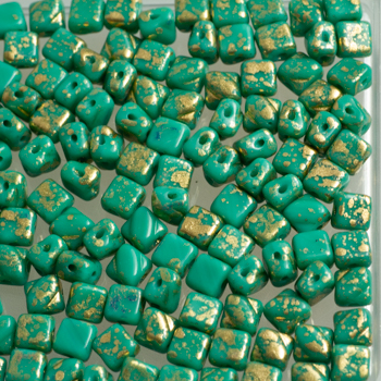Margele cehesti diverse forme - Margele cehesti 2 hole Silky beads 5x5 mm Turquoise Opac