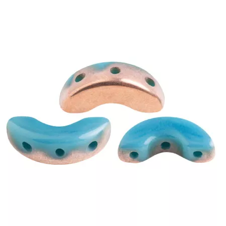 Margele Par Puca - Margele Arcos Par Puca 5 X 10 mm Opaque Blue Turquoise Capri Gold