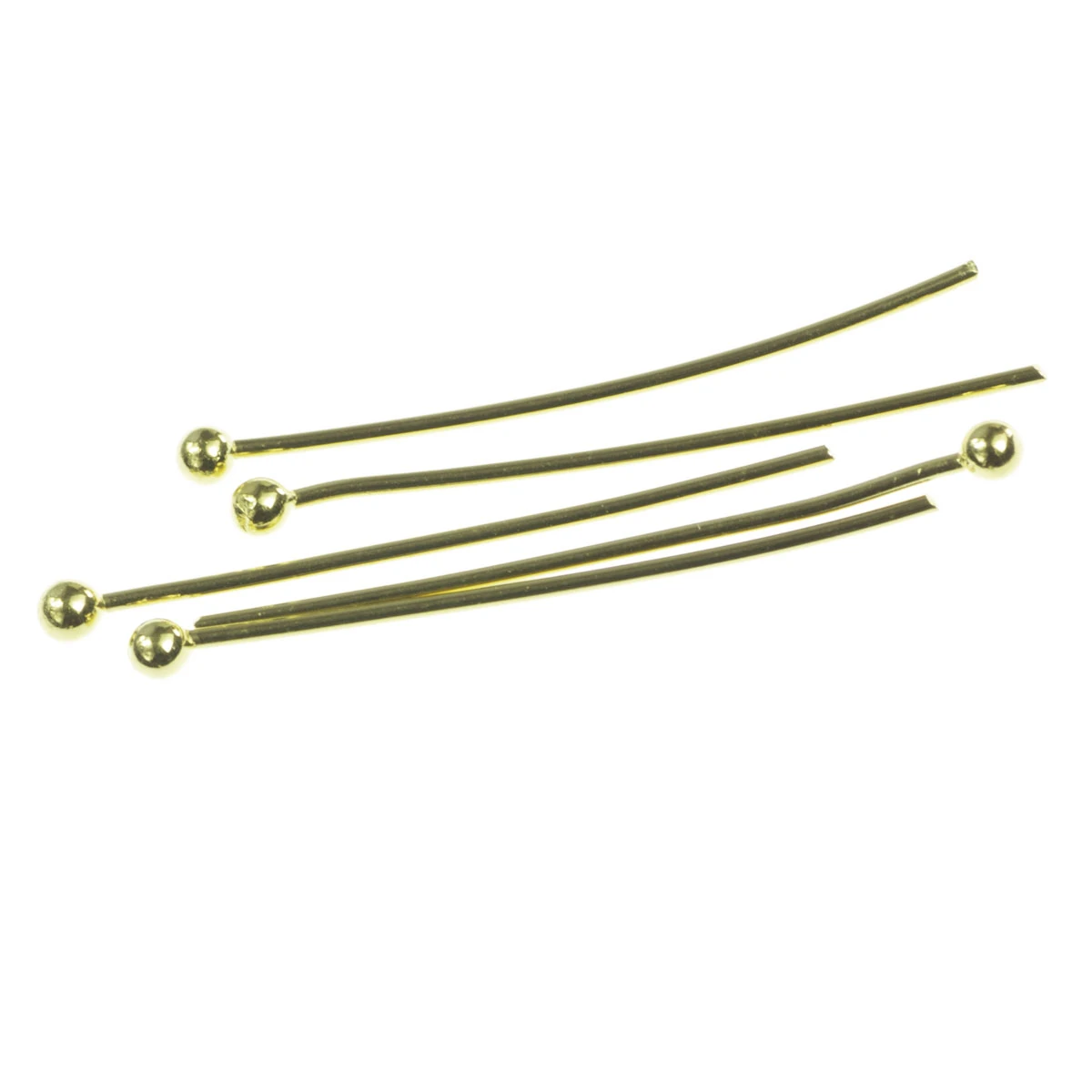 Ace cu bila, ace cu bucla - Ac cu bila, alama placata cu aur, L 2.5 mm, gros. 0.7 mm