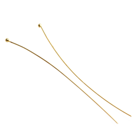 Ace cu bila si ace cu bucla - Ac cu bila, argint 925 placat cu aur, lungime 70 mm, grosime 0.5 mm, diametrul bila 2 mm