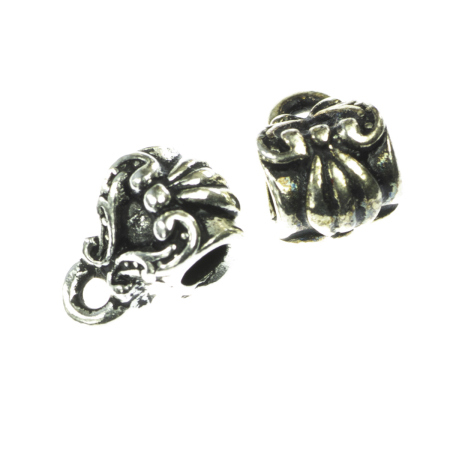 Accesorii metalice - Agatatoare pandantiv, aliaj placat argint antichizat, 10x6 mm, orif. 1 mm