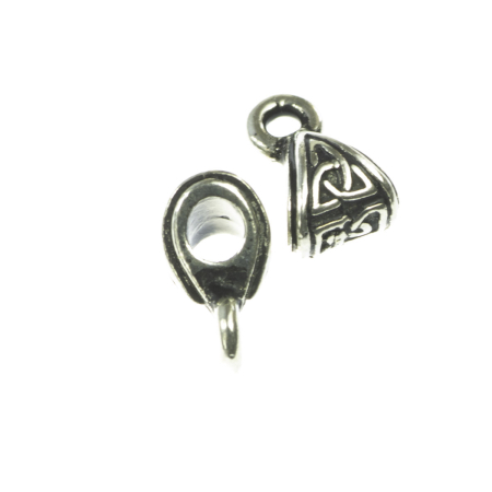 Accesorii metalice - Agatatoare pandantiv, aliaj placat argint antichizat, 9x6 mm, orif. 1 mm