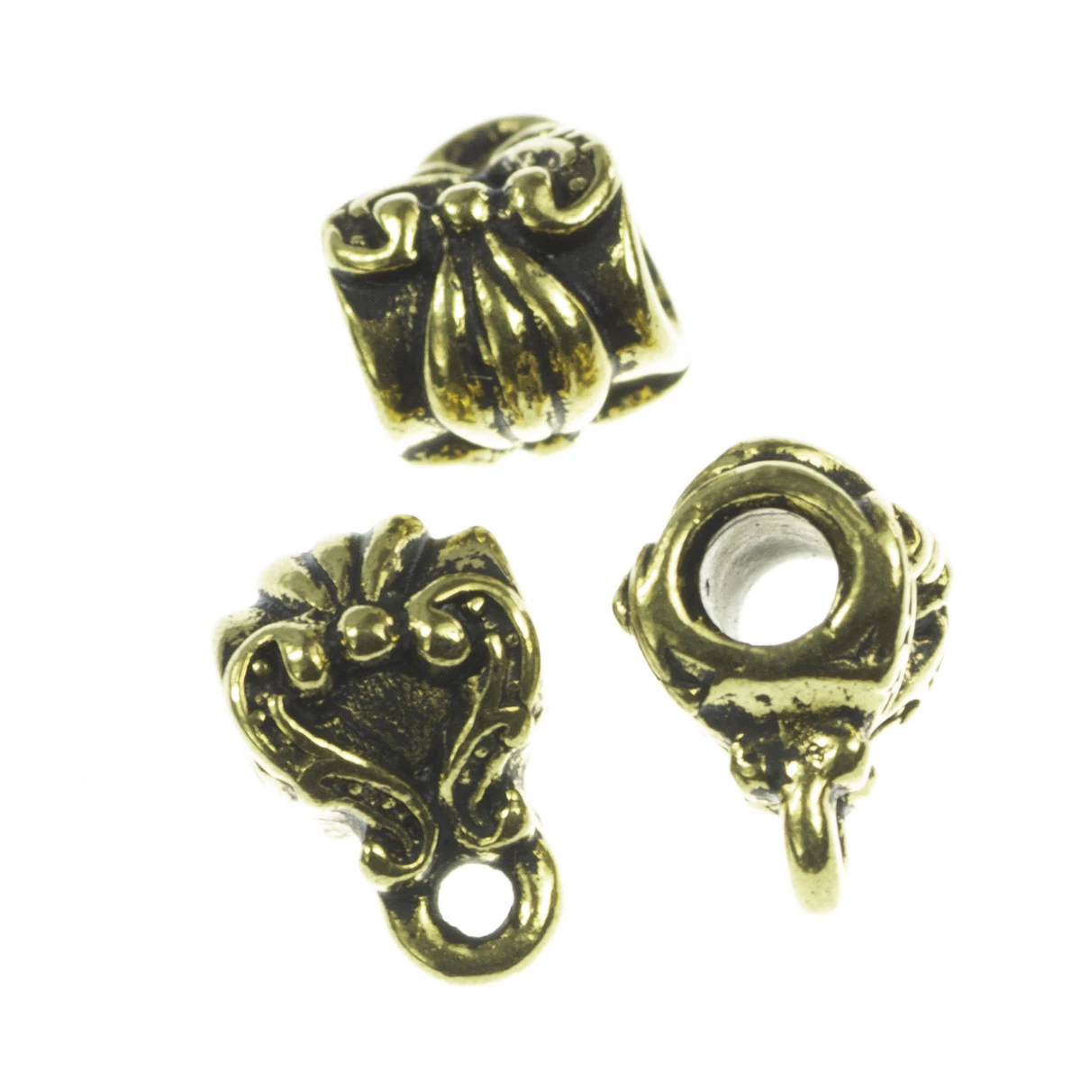 Pandantive, accesorii pandantive - Agatatoare pandantiv, aliaj placat cu aur antichizat, 10x6 mm, gros. 6 mm