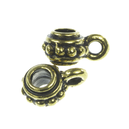 Accesorii metalice - Agatatoare pandantiv, aliaj placat cu aur antichizat, D 7 mm, orif. 2.5 mm