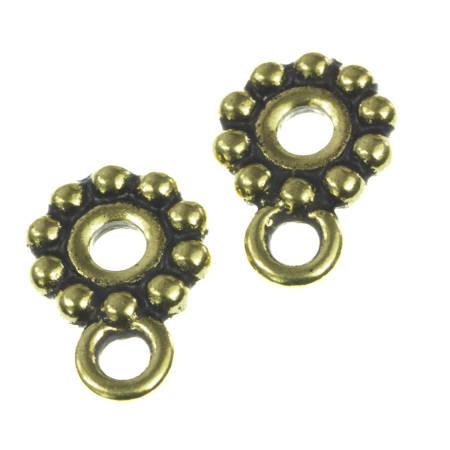 Accesorii metalice - Agatatoare pandantiv, aliaj placat cu aur antichizat, D 9 mm, gros. 2 mm, orif. 2 mm