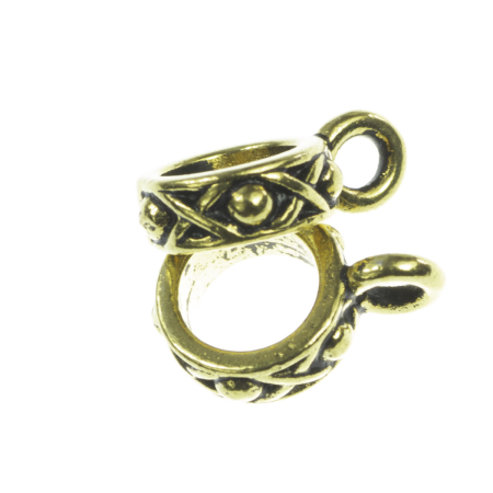 Accesorii metalice - Agatatoare pandantiv, aliaj placat cu aur antichizat, l 3.5 mm, D 9 mm, orif. 6 mm