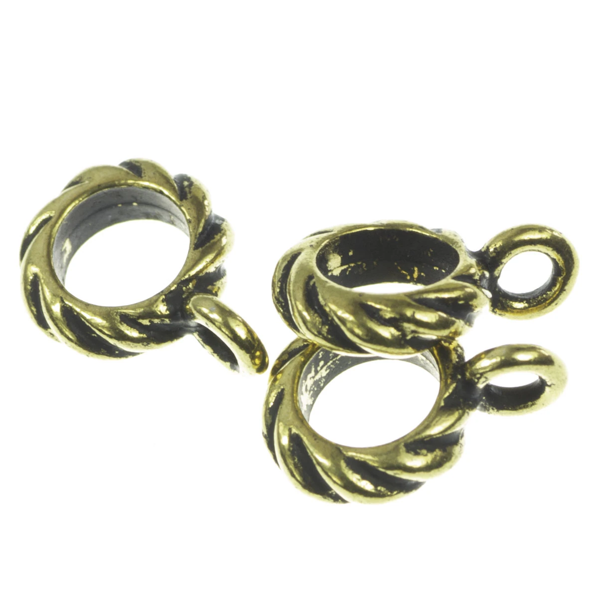 Pandantive, accesorii pandantive - Agatatoare pandantiv, aliaj placat cu aur antichizat, l 3 mm, D 10 mm, orif. 2 mm