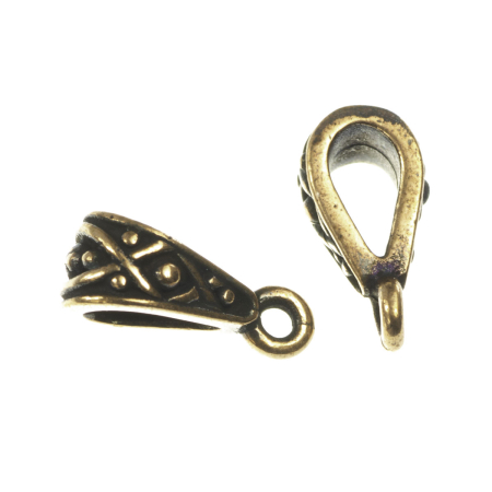 Accesorii metalice - Agatatoare pandantiv, aliaj placat cupru antichizat, 12x5 mm, orif. 1 mm