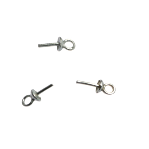 Monturi din argint pentru cristale si perle - Agatatoare pandantiv, argint 925, lungime 7.3 mm, diametrul 2.5 mm