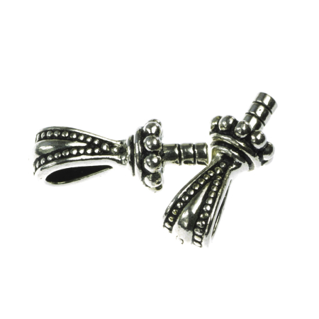 Accesorii metalice - Agatatoare pandantiv cu pin, aliaj placat argint antichizat, 13x5 mm, D 7 mm