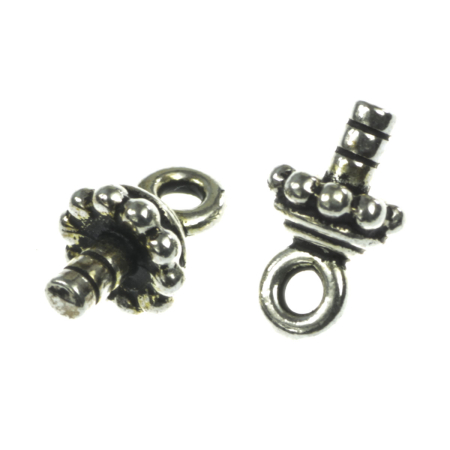 Accesorii metalice - Agatatoare pandantiv cu pin, aliaj placat argint antichizat, 8x7 mm