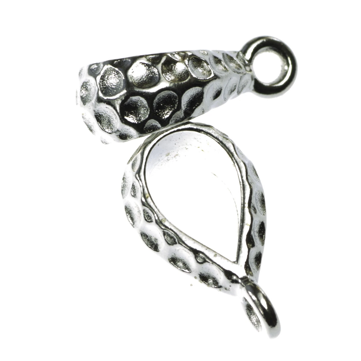 Pandantive, accesorii pandantive - Agatatoare pandantiv texturata, aliaj placat argint antichizat, 18x10 mm, gros. 6 mm