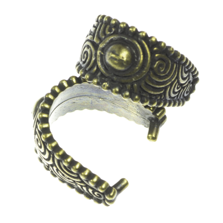 Accesorii metalice - Agatatoare pandantiv texturata, aliaj placat cu alama antichizata, 20x9 mm
