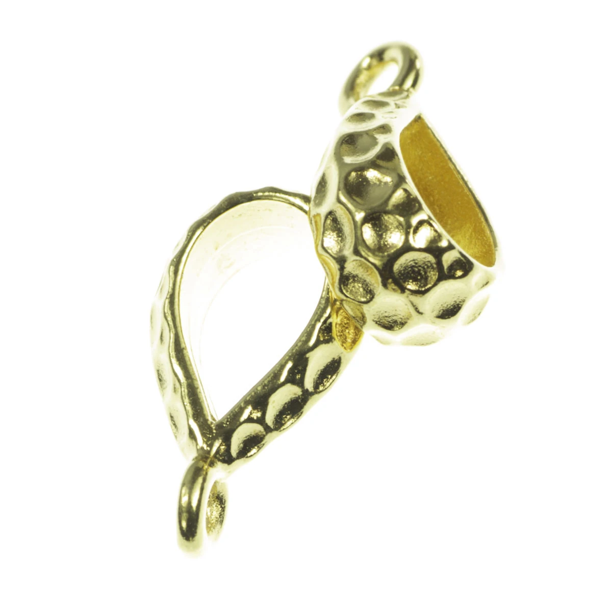 Pandantive, accesorii pandantive - Agatatoare pandantiv texturata, aliaj placat cu aur, 18x10 mm, gros. 6 mm