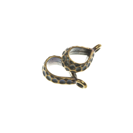 Accesorii metalice - Agatatoare pandantiv texturata, aliaj placat cupru antichizat, 18x10 mm, gros. 6 mm
