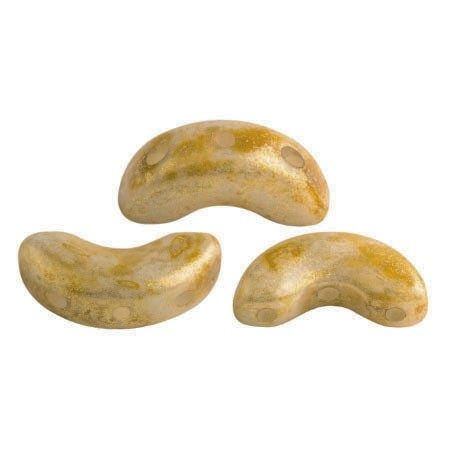 Margele Par Puca - Margele Arcos Par Puca 5 X 10 mm Opaque Beige Gold Spotted