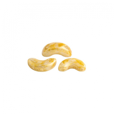 Margele Arcos Par Puca 5 X 10 mm Opaque Beige Gold Spotted [1]