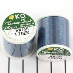 Ata si fire pentru cusut si tesut margele - Ata japoneza K.O. 330 dtex  50 metri  culoarea denim 17 DEN