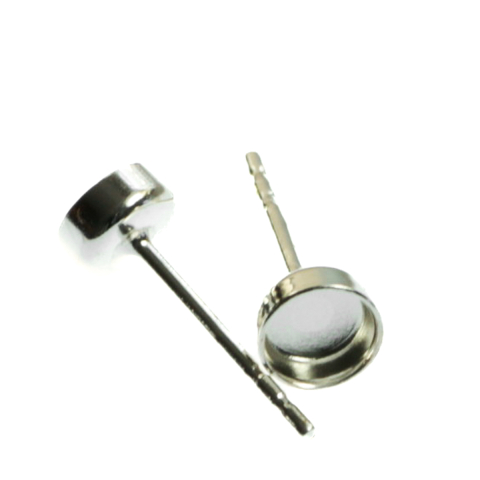 Tortite si baze cercei - Baza cercei caseta pentru cristal 3 mm, argint 925, grosime 0.5 mm, diametrul 4 mm