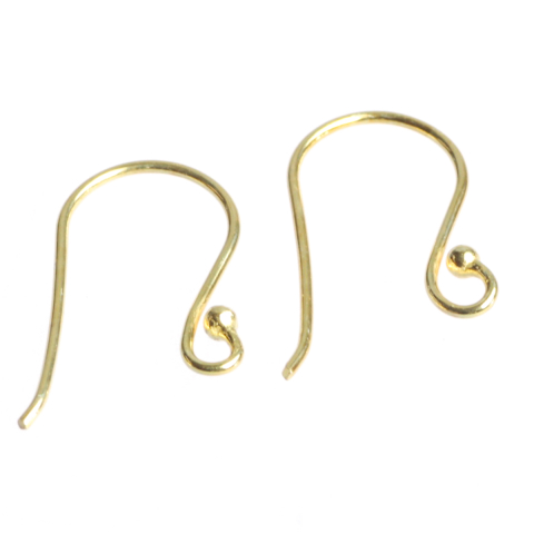 Tortite si baze cercei - Baza cercei cu bila, argint 925 placat cu aur, lungime 18 mm, grosime 0.5 mm