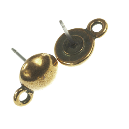 Accesorii metalice - Baza cercei cu pin, aliaj placat cupru antichizat, D 7 mm