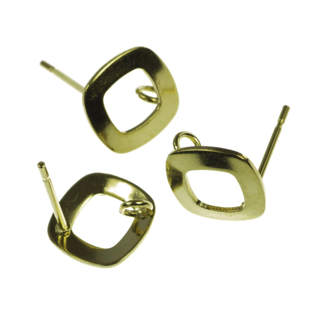 Tortite, baze cercei - Baza cercei cu pin, inox auriu, 10x10 mm, gros. 0.7 mm