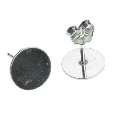 Tortite si baze cercei - Baza cercei cu platou si tija, argint 925, diametrul 10 mm