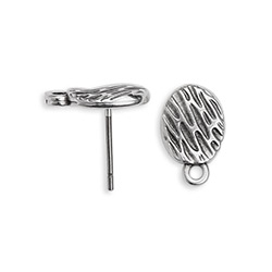 Accesorii metalice - Baza cercei cu textura din zamac placat alama antichizata