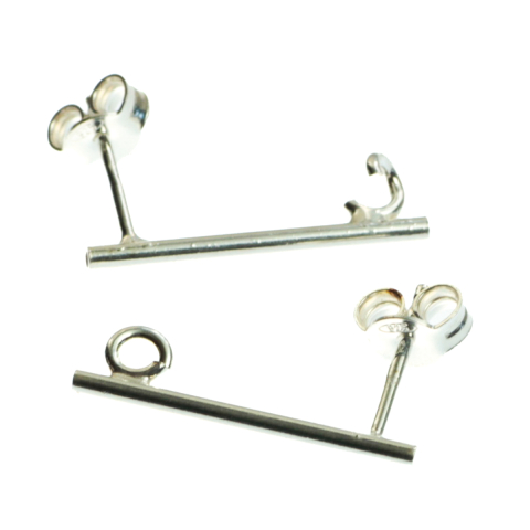 Tortite si baze cercei - Baza cercei cu tija si anou, argint 925, lungime 22 mm, grosime 1.5 mm