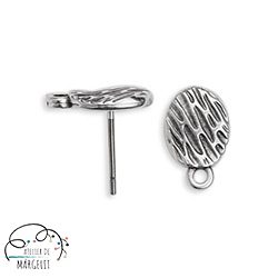 Accesorii metalice - Baza cercei cu textura din zamac placat cu aur 24k